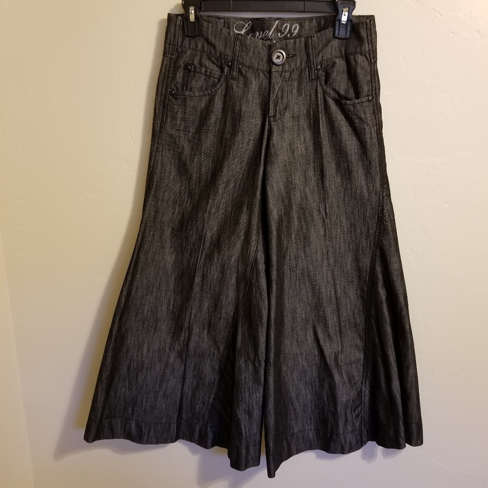 Level 99 Pants 25 Black Shiny Lagenlook Boho
